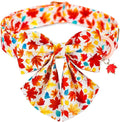 Tunkoo Fall Dog Collar with Elegant Bow Tie - Durable Adjustable Colorful and Stylish Cotton Pet Collar, Available in Small Medium Large, L