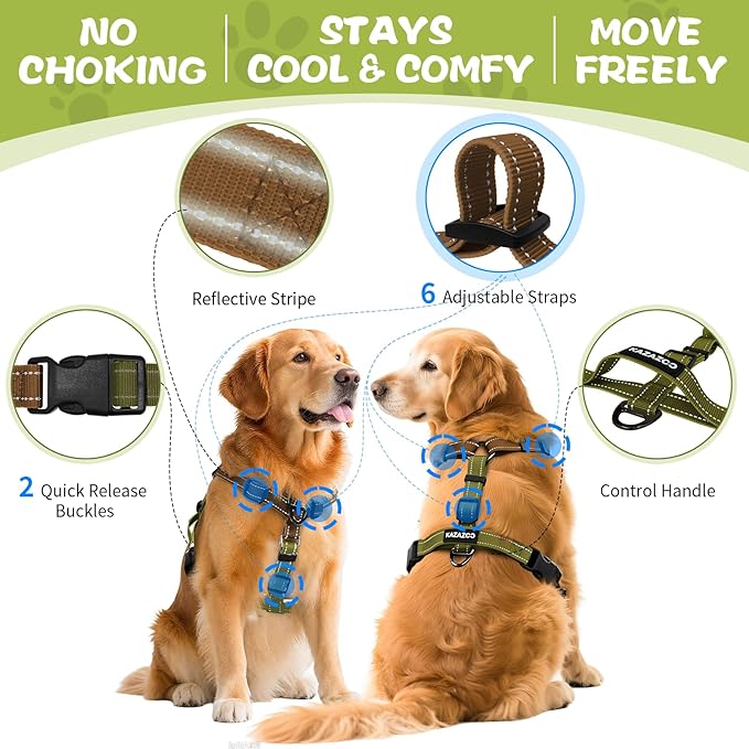 Dog Harness,Adjustable No Pull Dog Harness,Y-Shaped Design,Buckle-Neck Balance Harness with Reflective, Ideal for Dog Training Hiking, Easy Walk Harness,Durable High-Tensile Nylon Blown-L