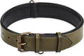 Real Leather Dog Collar Padded Soft Interiors with Premium Vintage Look Handcrafted Heavy Duty with Tag Ring for Small Medium and Large Pets (X-Large (1.75" Wide for 20" - 24" Neck), Olive)