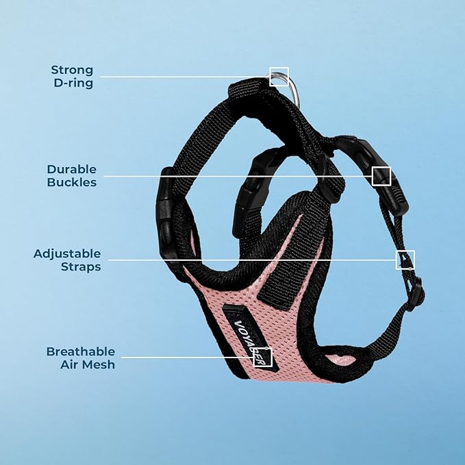 Voyager Step-in Pet Harness - All Weather Mesh, Adjustable Step in Harness for Cats and Dogs by Best Pet Supplies - Pink/Black Trim, L