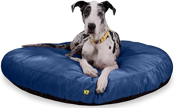 K9 Ballistics Tough Round Nesting Pillow Dog Bed - Removable Cover, Washable, Durable & Water Resistant Indoor/Outdoor Bed - XL, Blue Quartz