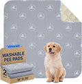 PJYucien Washable Pee Pads for Dogs 2 Pack, 36" x 36" Non-Slip and Leak-Proof Pee Mat, Puppy Training Pads for Whelping, Playpen, Crate, Bed (Grey)