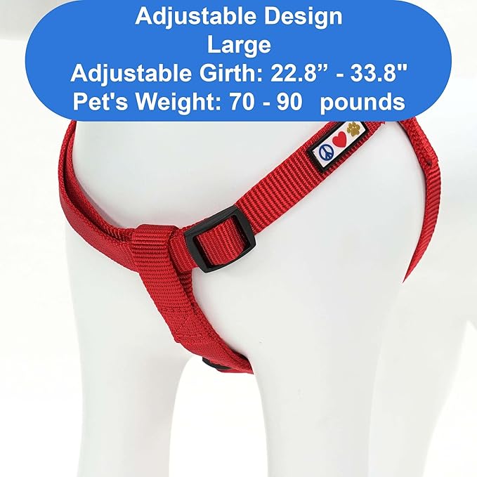 Pawtitas Solid Step-in Dog Harness – Adjustable No-Pull Vest for Puppies to Seniors, Safe & Comfortable L Red