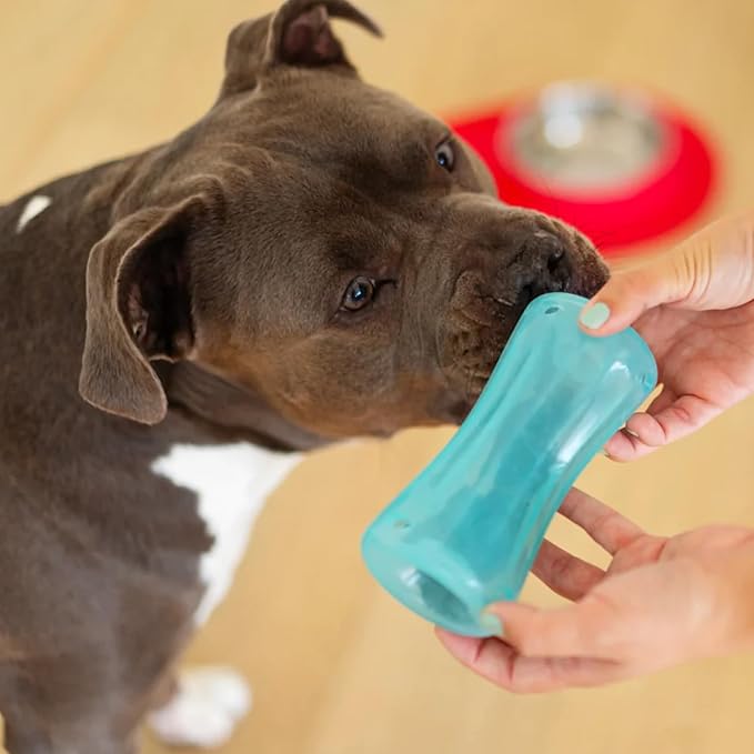 Messy Mutts Totally Pooched Stuff’n Shake Barrel | 6” Foam Rubber Puzzle Toy for Dogs | 2-in-1 Interactive Toy and Tooth Cleaner