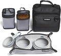 Cleverpup Small 7-Piece Bistro Box Dog Food Travel Kit, 6-Cup BPA-Free Kibble Storage, 2 Silicone Bowls, Mat & Scoop - Portable Pet Food Kit for Weekends, Overnights, Daycare & Camping, Graphite