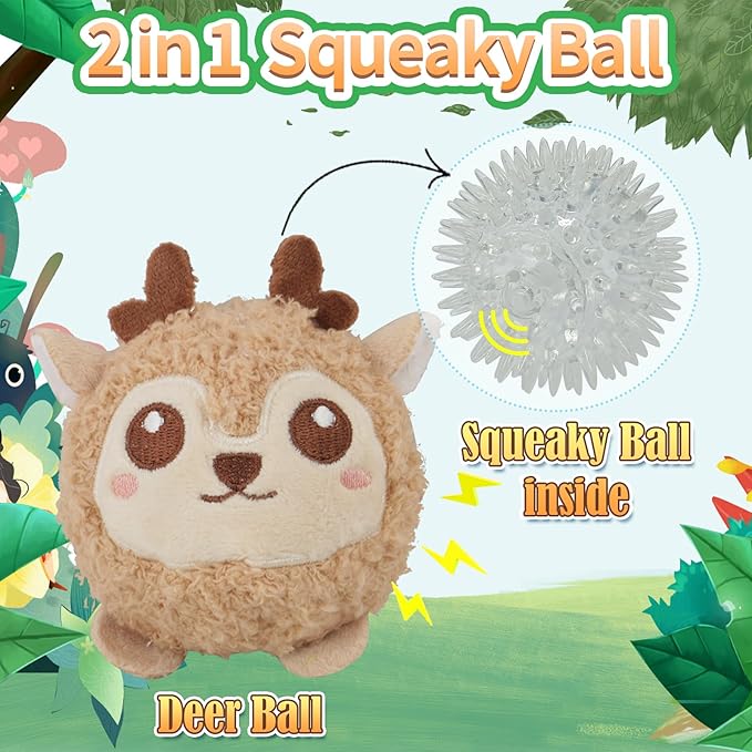 D KING D KING 3Pack Squeaky Dog Balls,2 in1 Funny Puppy Ball Toys,Birthday Dog Toy for Small Medium Dogs (Farm Ball)