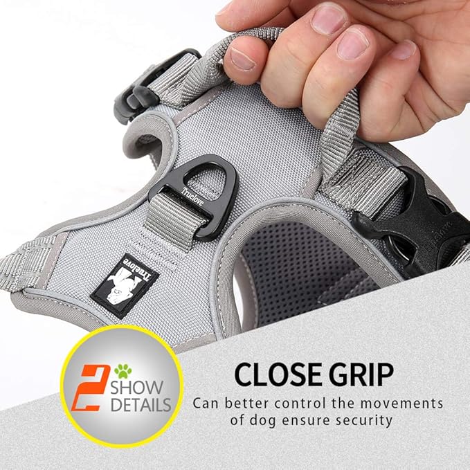 Truelove No Pull Dog Harness with Easy Control Handle and 2 Leash Attachments ,Reflective Adjustable Pet Vest