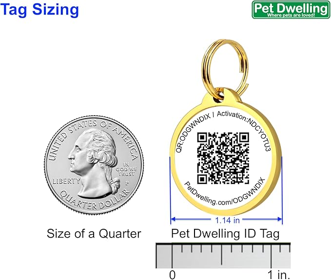 Pet Dwelling Premium NFC & QR Code Smart ID Tag for Dogs - Easy Scanning, Instant Profile Access, Real-Time Location Alerts(Gold Paw)