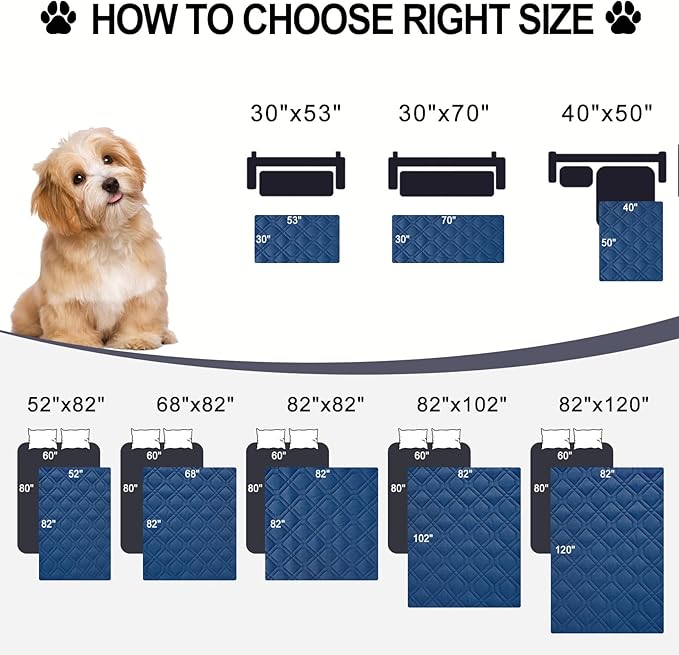 Smiry Reversible Waterproof Couch Covers for Sofa, Washable Dogs Pet Couch Covers for 3 Cushion Sofa Pet Friendly, Water Resistant Furniture Protector Slipcover, Geometric (52"x82", Navy/Blue)