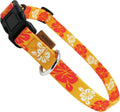 Dog Collar, Cute Floral Pattern, Soft and Adjustable Collar with Quick Release Buckle (S (Neck 11-18", Width 5/8"), Hawaiian Orange)