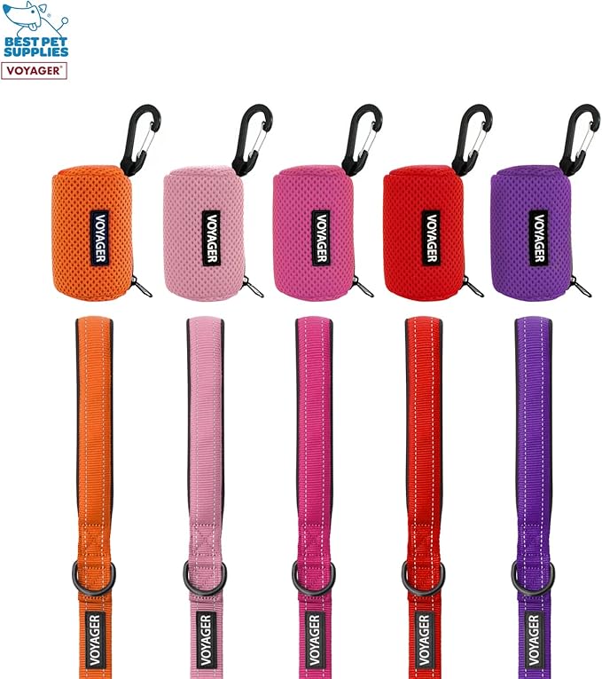 Best Pet Supplies 2-Pack Dog Poop Bag Holder Leash Attachment, Color, Reusable Mesh Dispenser Pouch for Travel, Walking, Park, and Outdoor Use, Soft and Durable with Clip-On - Mesh Purple
