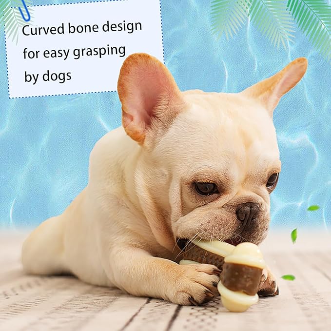 Dog Bones Chew Toys for Aggressive Chewers, 2 Pack Real Beef Flavor,Indestructible Dog Teething Chew Toys for Large/Medium/Small Breed,Tough Dog Toy with Durable Nylon
