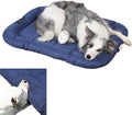 Durable Outdoor Dog Bed with Pillow Around Curling Sleep Fully Waterproof Indoor Cat Bed Crate Mat Stable Kennel Pad, for Pets (Blue, X-Large(42x29in))
