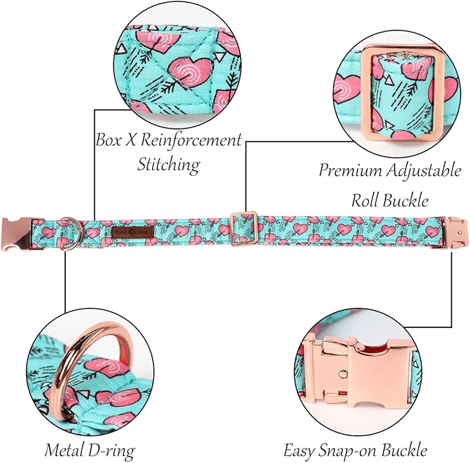 Lionet Paws Valentines Dog Collar Bowtie, Dog Bowtie Collar with Metal Buckle for Dogs, Adjustable Fabric Dogs Collars Girl Boy, XL, Neck 16-26 in