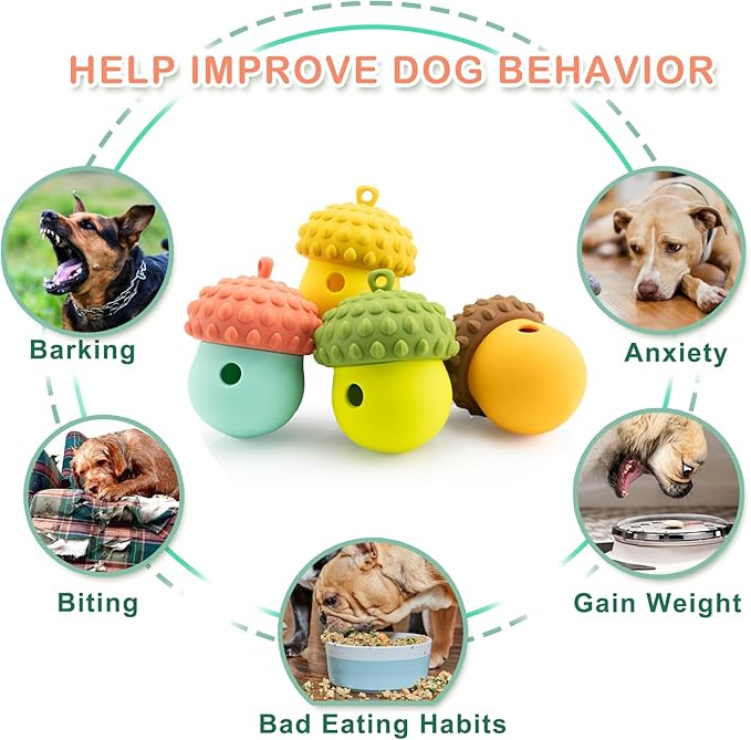 Acorn Dog Puzzle Toy, Treat Dispensing Dog Toys for Moderate Chewers, Interactive Dog Toys for Small Dogs, Puppy Teething Toys to Keep Them Busy, Gifts for Dog, Brown
