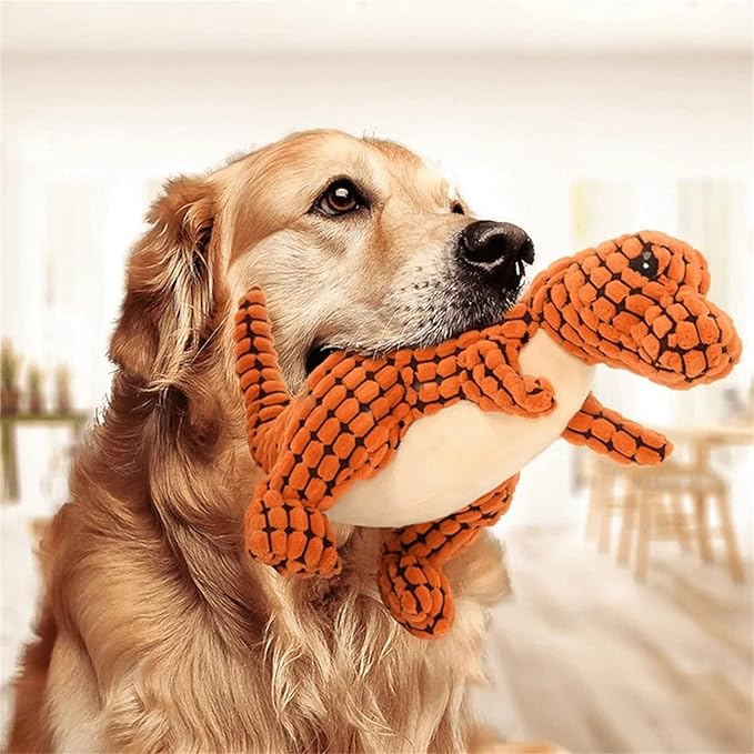 2023 New Indestructible Robust Dino, Durable Interactive Robustdino Dog Toy, Squeaky Dog Toys For Aggressive Chewers, Soft Dog Toys, Unbreakable Stuffed Plush Dog Toy Aggressive Chewers (BROWN)