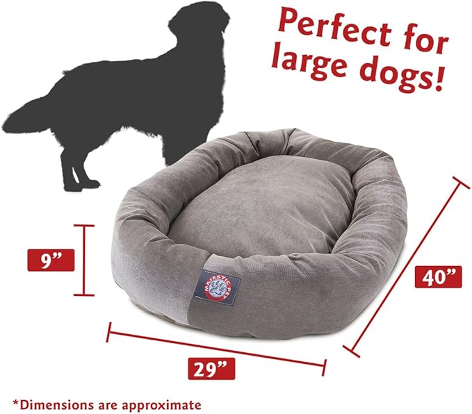 Majestic Pet Villa 40 Inch Shredded Memory Foam Dog Bed for Large Sized Dog 40x29x9 Inch–Orthopedic Pet Bed with Removable Washable Cover-Washable Large Puppy Mat with Head Support-Vintage
