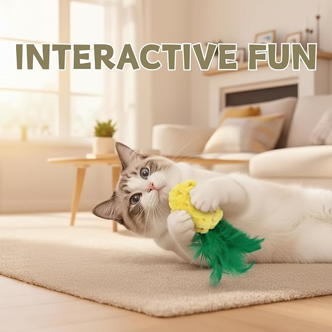 Catnip Feather Cat Toy (Pineapple, Cat)