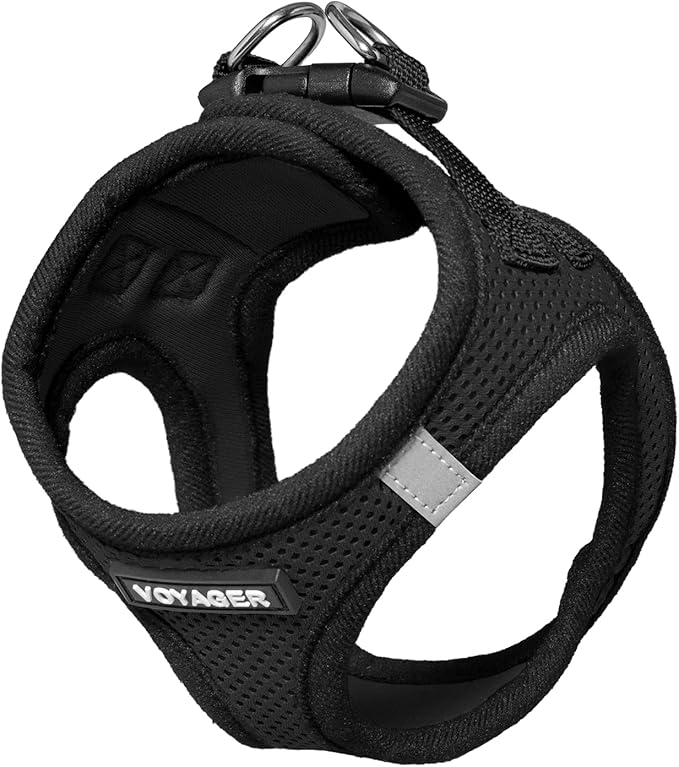 Best Pet Supplies Voyager Step-in Air Harness - All Weather Mesh, Reflective, No Pull Harness for Dogs, Cats - Secure with Hook & Loop Fastener, Buckle, Double D-Rings - Black, XL