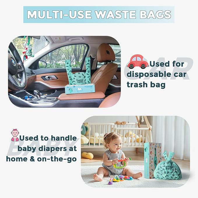 Cat Litter Disposal Bags and Dog Poop Bags with Handle,Cornstarch Based Extra Thick and Guaranteed Leak Proof Poop bags for Kitty and Doggy(360 Count 1.1 Gallon,Unscented)