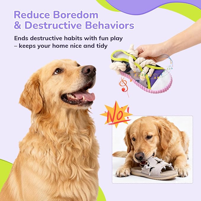 2 Pieces - Dog Chew Toys, Funny Dog Toys, Puppy Teething Toys & Shoe Dog Toy, Durable Dog Toys for Aggressive Chewers Tear-Resistant for Small & Medium Dogs