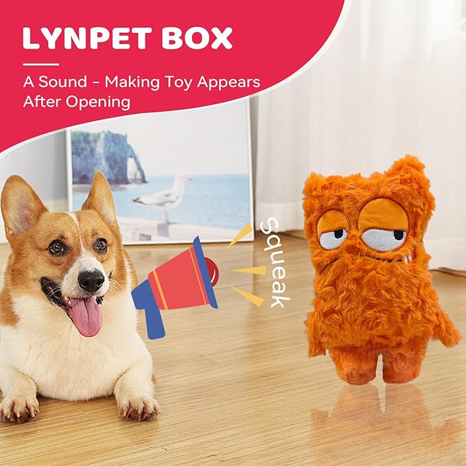 Monster Plush Squeaker Dog Toy Surprise Box - Crinkle Stuffed Animal for Small & Medium Dogs - Interactive Play & Cuddling Gifts - Keep Them Busy