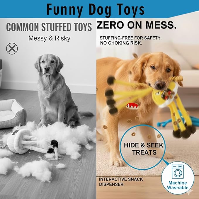 Interactive Dog Toys for Large and Small Dogs, 2PC Dog Chew Toys, Dog Squeak Toys-No Stuffing Dog Toys for Puppy Teething, Dog Puzzle Toy and Dog Toys to Keep Them Busy (2)