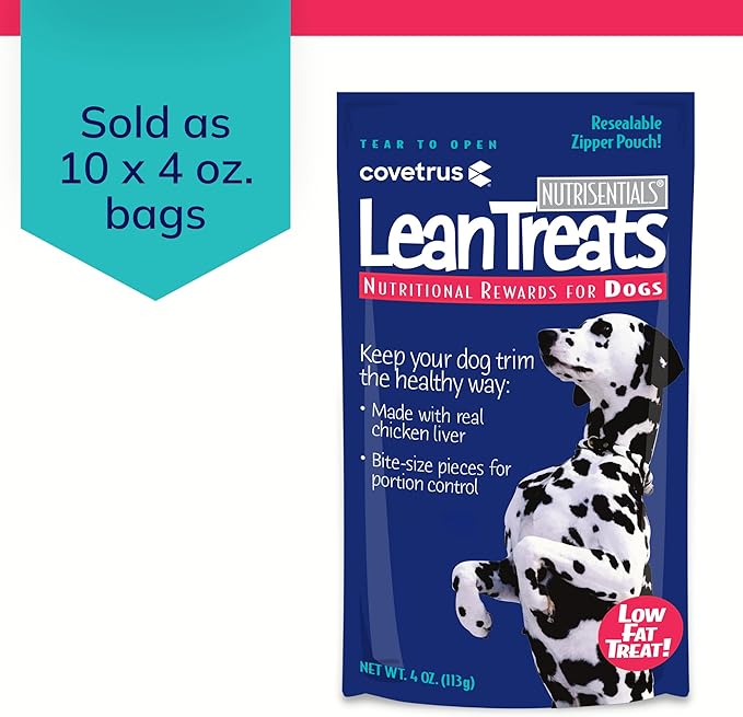 Covetrus Nutrisential Lean Treats for Dogs - Small, Medium & Large Dogs (K9) - Nutritional Low Fat, Bite-Size - Soft Chicken Flavor - 10 Pack - 4oz