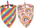 PTDECOR Rainbow Dog Bandanas Pride Day, Multi Size,“Love is Love” Pet Scarf Reversible Triangle LGBT+ Rainbow Bandanas for Medium Large Dogs Pets (Large)