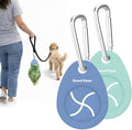 Dog Poop Bag Holder Charm Duo – Hands-Free Carry of Used Poop Bag, Durable Eco-Friendly Silicone Dog Walking Accessory with Carabiner Clip, Azure & Sea Glass – 2 charms included