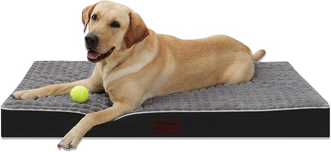Dog Bed, Waterproof Orthopedic Dog Beds for Large/Medium/Small Dogs, Dog Crate Pad with Removable Washable Pet Mat Cover, Non-Slip Bottom (XL(42''x30''x4''), Grey Side)