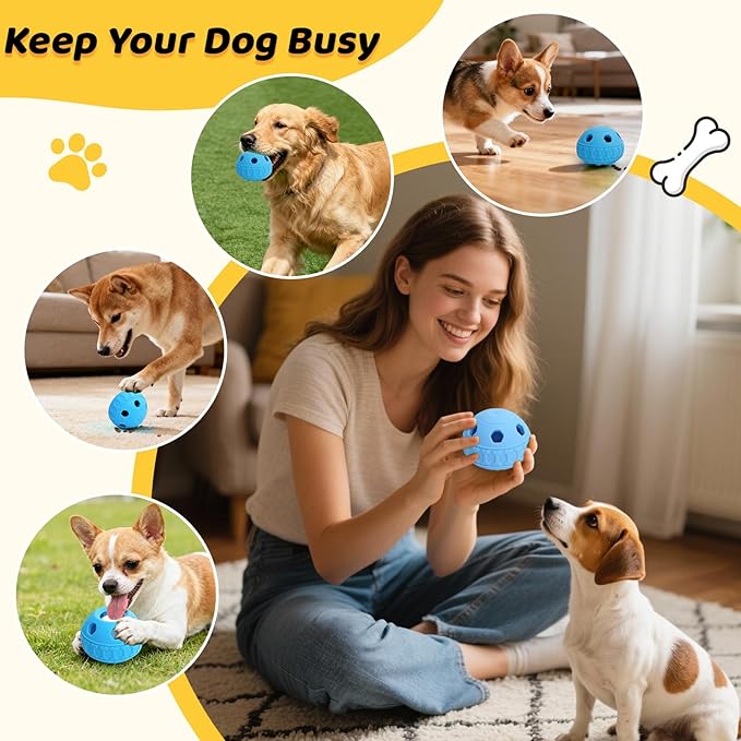 IFOYO Frozen Treat Dog Toy Ball for Small to Medium Dogs, Silicone Enrichment Dog Toys to Keep Them Busy, Reduce Anxiety, Puzzle Treat Dispensing Dog Toys for Slow Food Training, Easy to Clean (Blue)