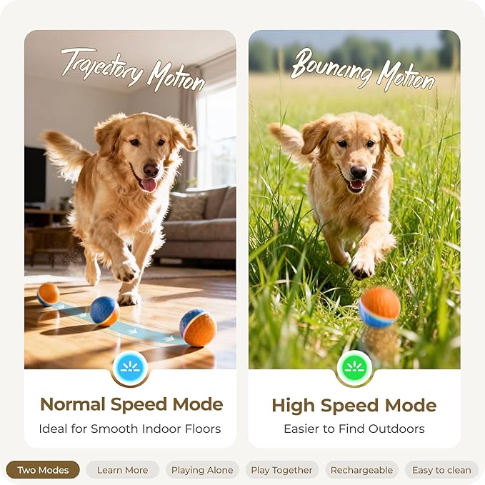 Apasiri Interactive Dog Toys (3.74 in Diameter): Duraspin Dog Ball with LED Lights, Automatic Moving Dog Toys for Aggressive Chewers, Dog Toys for Large Dogs, Vibrating Dog Toy Balls for Small, Medium