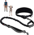 Tuff Pupper Heavy Duty Hands Free Dog Leash | One Large Dog Up to 125 lbs | Comfortable Shock Absorbing Bungee | Reflective Padded Handles | Lumbar Waist Belt 26-38" | Walking Jogging Running Leash