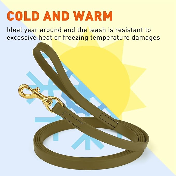 Viper Biothane K9 Working Dog Leash Waterproof Lead for Tracking Training Schutzhund Odor-Proof Long Line with Solid Brass Snap for Puppy Medium and Large Dogs, 10ft Olive Drab Green