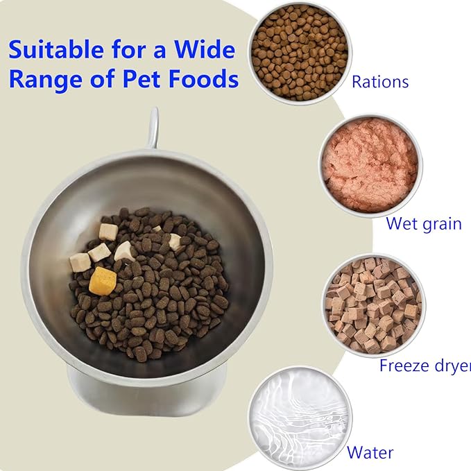 Elevated Cat Bowls,15 Degree Inclined Stainless Steel Cat Bowls,Detachable Metal Bracket,Protect The Cervical Spine,Prevent Vomiting,Ergonomic Design for Healthy Eating & Digestion