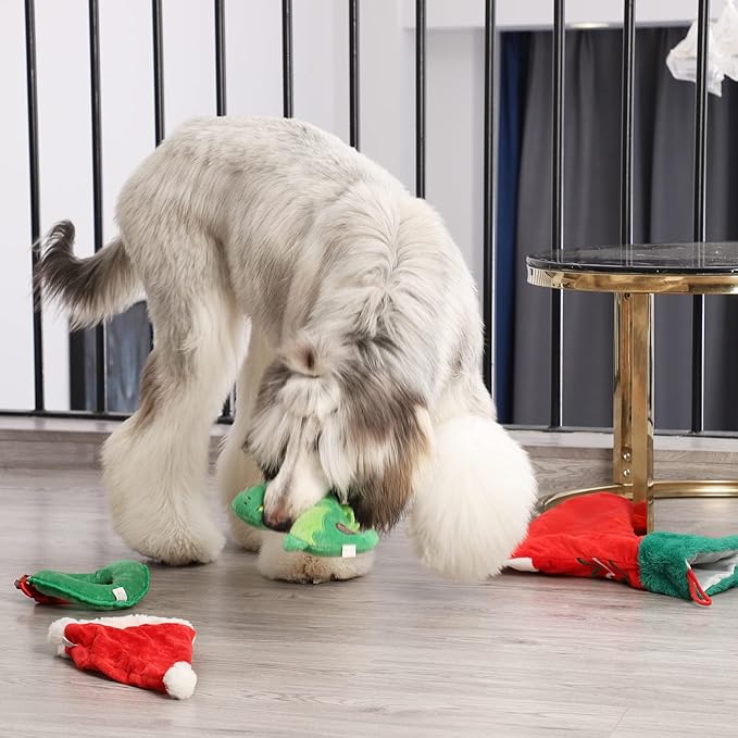 Laifug Christmas Dog Toys, containing rustling Paper Pieces to Attract Pets, Interactive Plush chew Toys Suitable for Small, Medium and Large Dogs, Relieving Canine Anxiety.