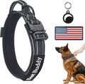 AUBELL Reflective Tactical Dog Collar,Adjustable Military Heavy Duty K9 Collars with Handle and Quick Release Metal Buckle Great for Extra Large Dogs, with Airtag Case and 2 Patches (Black,XL)