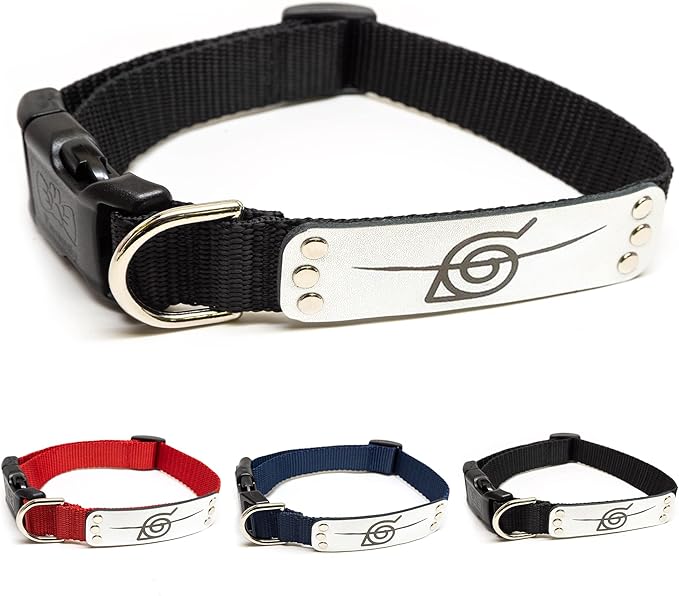 Naruto Dog Collar for Large Dogs, Medium, XS/Small Puppy Collars: Officially Licensed Naruto Shippuden Hidden Leaf Village Anime Dog Collar, Naruto Gifts Pet Collar for Dogs Black Rogue, MED