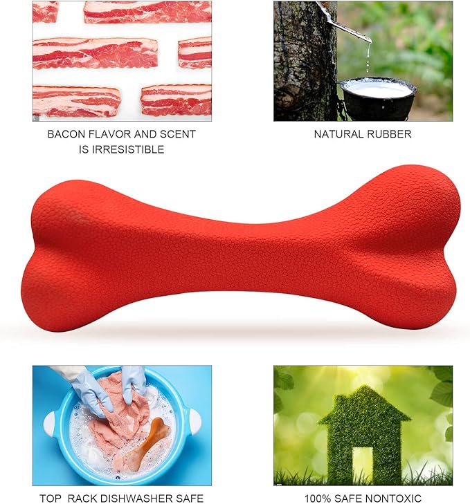 Dog Toys for Aggressive Chewers Dog SuperChewy Tough Dog Bone Toy for Large Medium Dogs Breed Strong Natural Rubber