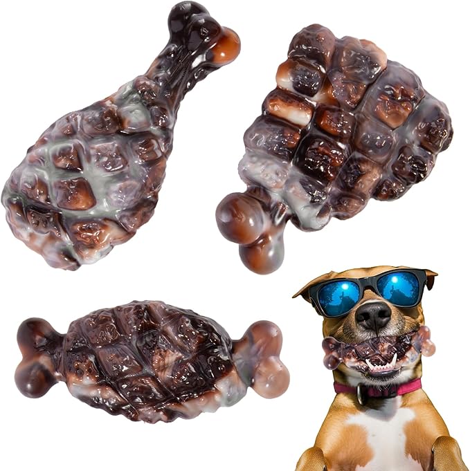 Tough Dog Toys for Aggressive Chewers 3 Pack, Indestructible Dog Toy to Keep Them Busy, Durable Dog Chew Toys for Aggressive Chewers Medium and Large Breeds, Bacon Flavored