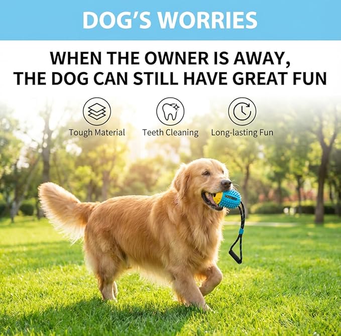 Chew Toy for Dogs, Toys Tug of War with Suction Cup, Dog Puzzle Treat Food Dispensing Ball Toy for Small Medium Large Dog Teeth Cleaning Ball