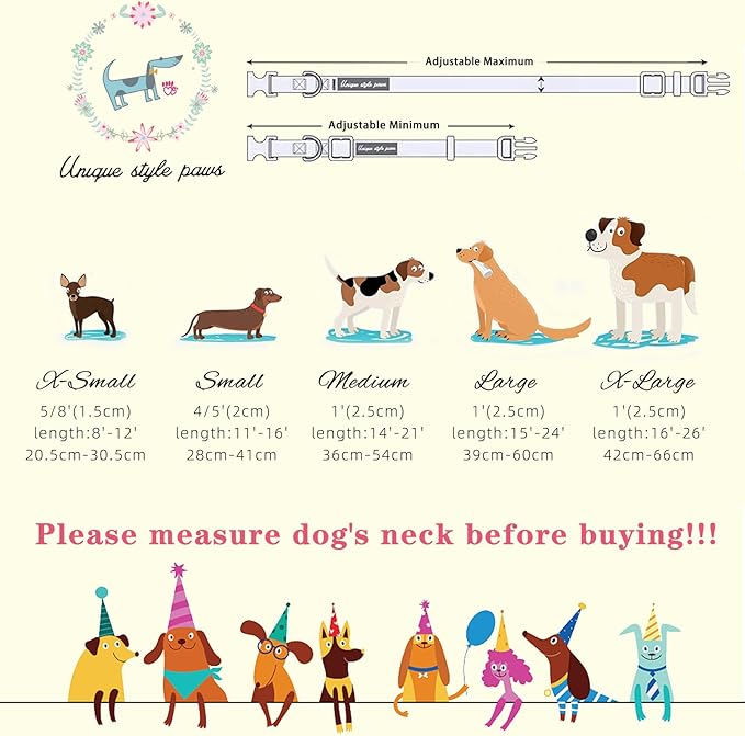 Unique style paws Dog Collar Plastic Buckle with Pendant Pink Spring Flower Puppy Collars for Small Medium Large Boys Girls Dogs