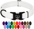 Country Brook Petz - Premium Nylon Dog Collar with Metal Buckle for Small Medium Large Breeds - 10+ Cool Colors (Large, 1 Inch, White)