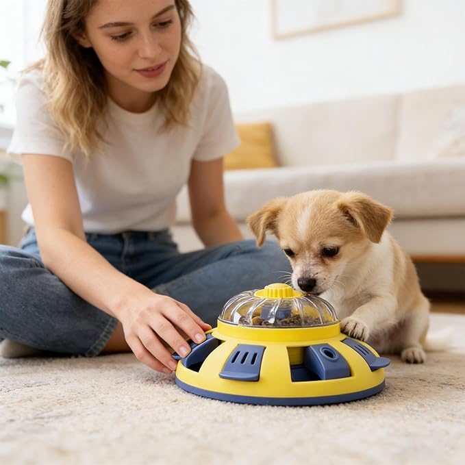 Pet Treat Dispenser - Adjustable Slow Feeder, Dogs Puzzle Feeder with Interactive Play for Enrichment, Aggressive Chewers, Small, Medium, Large Breeds, Puppy Training, and Indoor Use