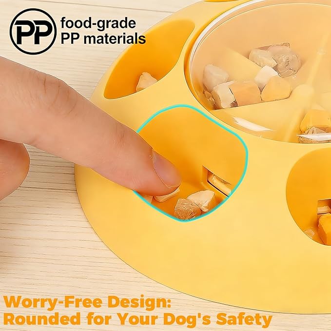 ABULL Interactive Dog Puzzle Toy - Simple Press to Get Treats, 2-in-1 Treat Dispenser & Slow Feeder for Healthy Eating, Keep Them Busy and Stop Boredom, Food-Grade & Easy-Clean for All Breeds