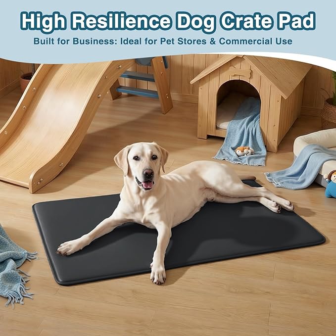 Dog Crate Pad Mat, Waterproof Kennel Cage Mat, Cooling Pet Bed for Medium Large Dogs, Outdoor Pet Bed with High Resilience Foam,Wipe Clean & Easy Rinse, Anti Slip 35 inch Black