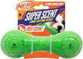 Nerf Dog 7in TPR/PP Scented Beef Super Scent Barbell Solid Core Dog Toy -Green/Clear