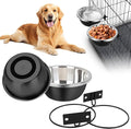 Dog Kennel Bowls, Set of 2 Heavy Duty Metal Food and Water Bowl for Feeding Dogs and Cats, Removable Stainless Steel Hanging Dog Bowls for Kennel Large and Medium Dogs, 56oz
