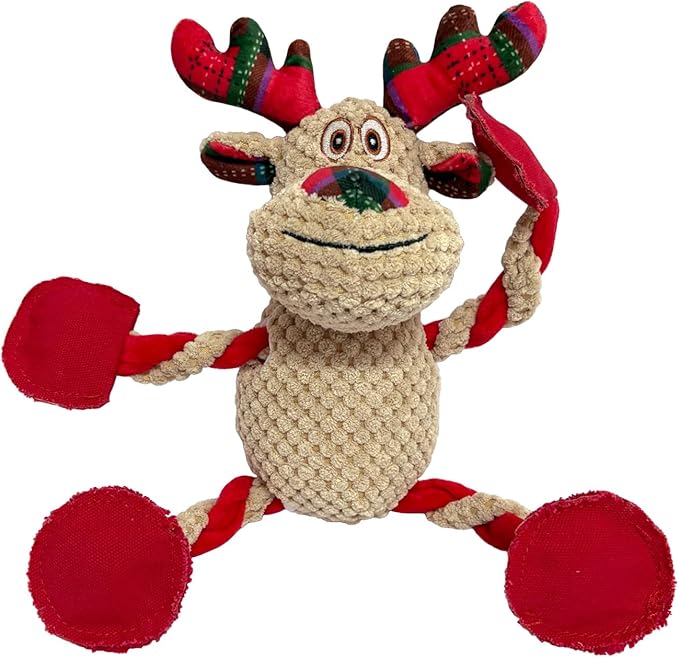 Squeaky Christmas Dog Toys Plush Dog Toy Tug of War Interactive Dog Toys for Aggressive Chewers Cute Stuffed Animal dog toy for Puppies Small Medium and Large Dogs